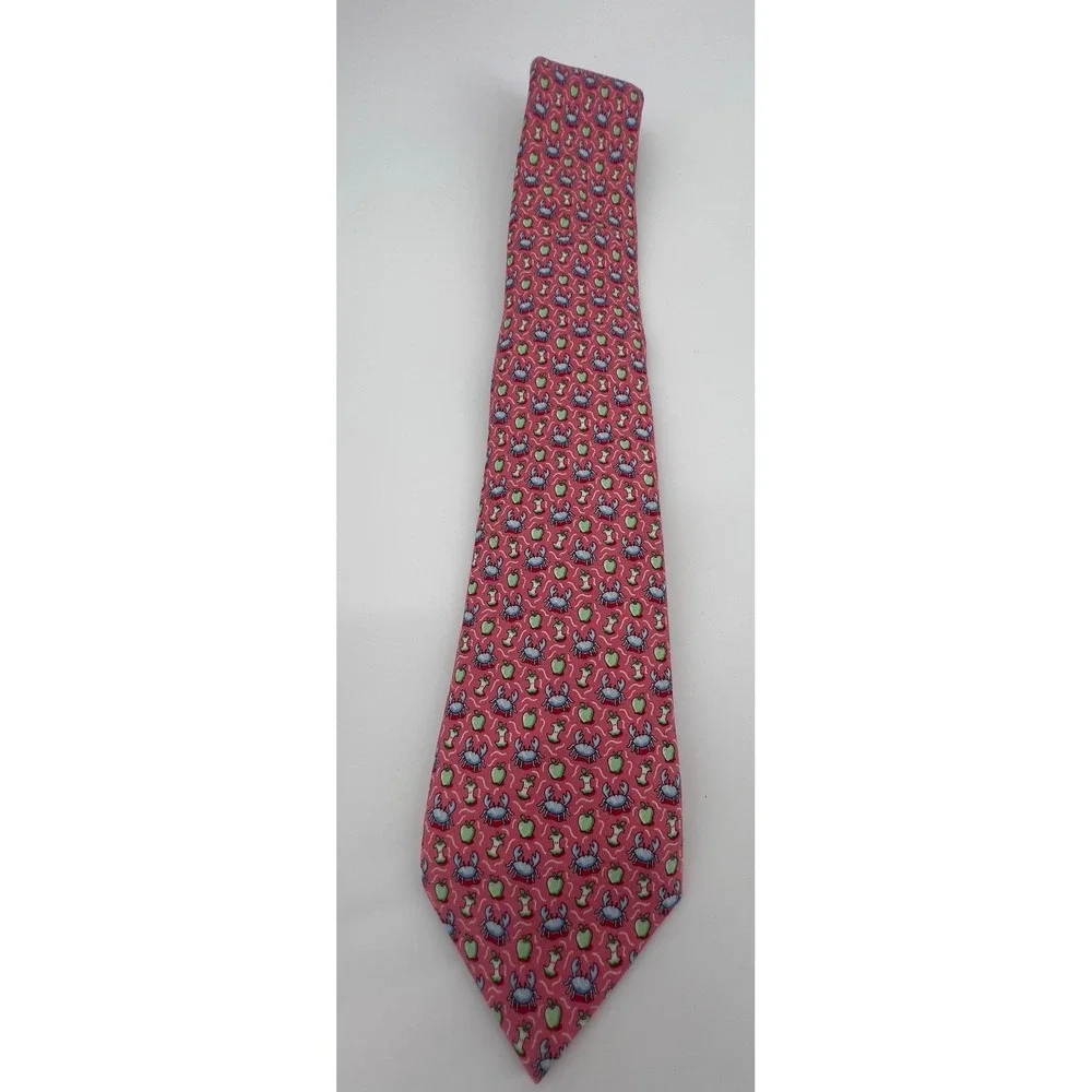 Vineyard Vines Tie Mens Pink Crab Apple Silk Necktie Novelty Neck Wear‎